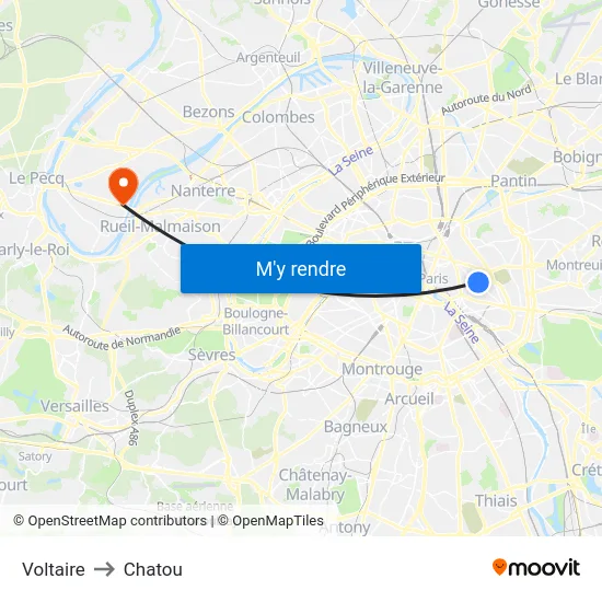 Voltaire to Chatou map