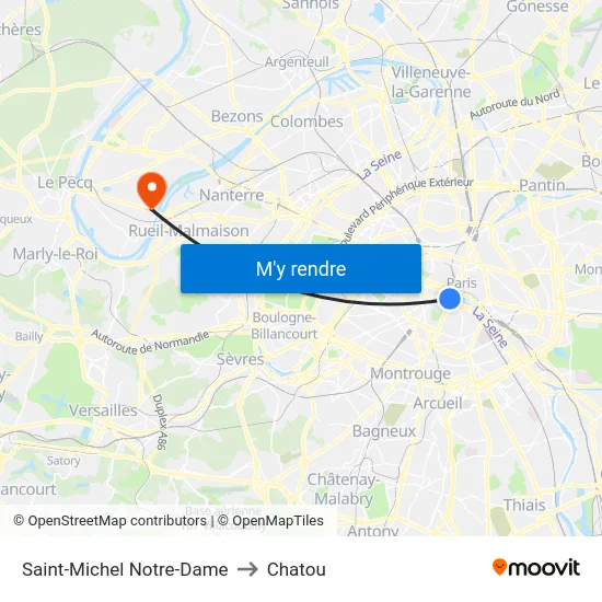 Saint-Michel Notre-Dame to Chatou map