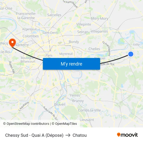 Chessy Sud - Quai A (Dépose) to Chatou map