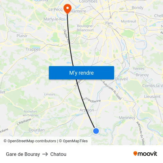 Gare de Bouray to Chatou map