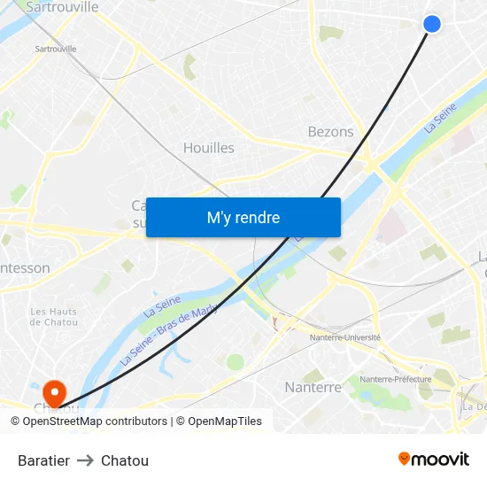 Baratier to Chatou map