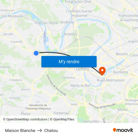 Maison Blanche to Chatou map