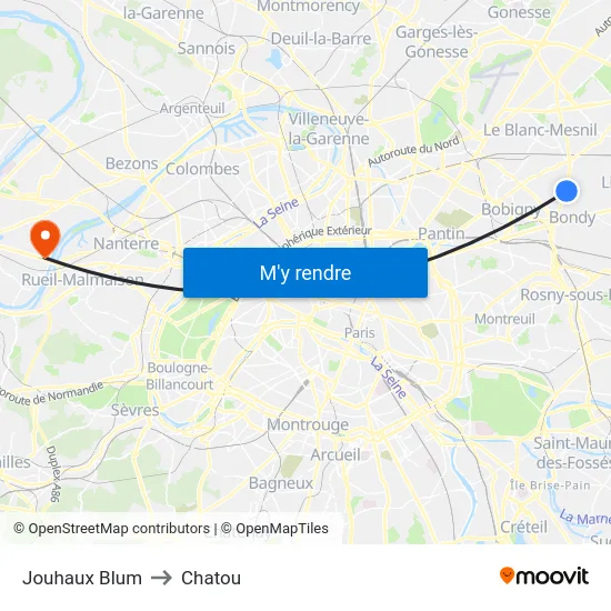 Jouhaux Blum to Chatou map