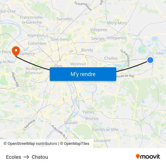 Ecoles to Chatou map