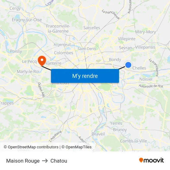 Maison Rouge to Chatou map