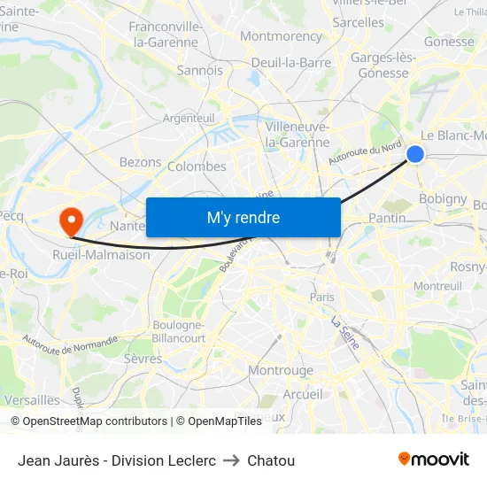 Jean Jaurès - Division Leclerc to Chatou map