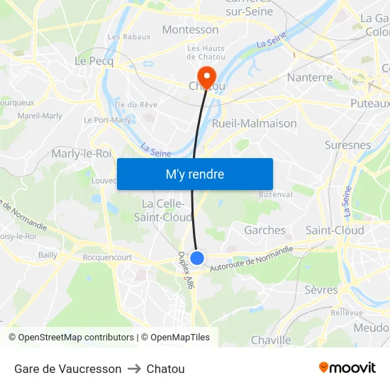 Gare de Vaucresson to Chatou map