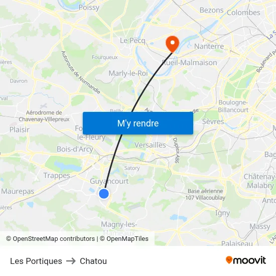 Les Portiques to Chatou map