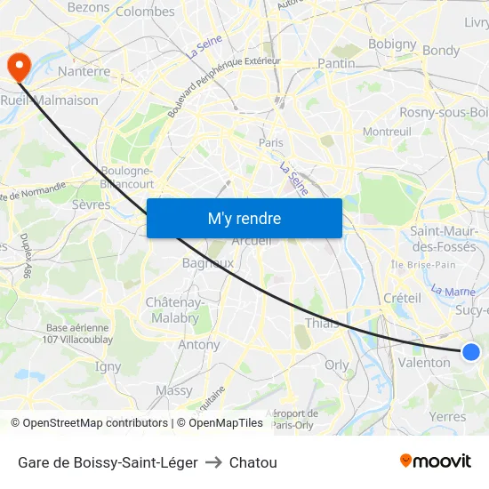 Gare de Boissy-Saint-Léger to Chatou map