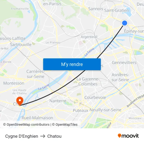 Cygne D'Enghien to Chatou map