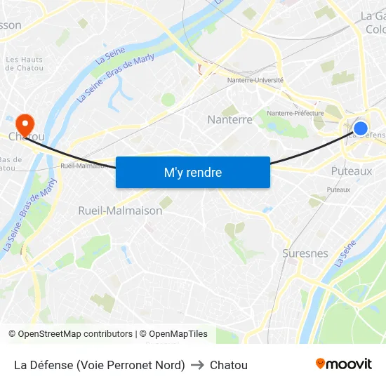 La Défense (Voie Perronet Nord) to Chatou map