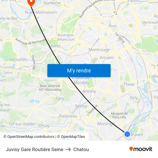 Juvisy Gare Routière Seine to Chatou map