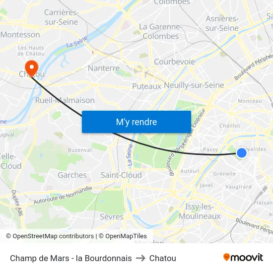 Champ de Mars - la Bourdonnais to Chatou map