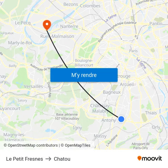 Le Petit Fresnes to Chatou map