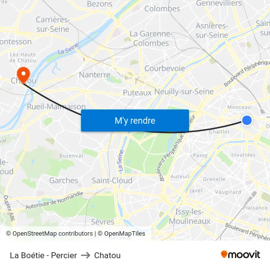 La Boétie - Percier to Chatou map