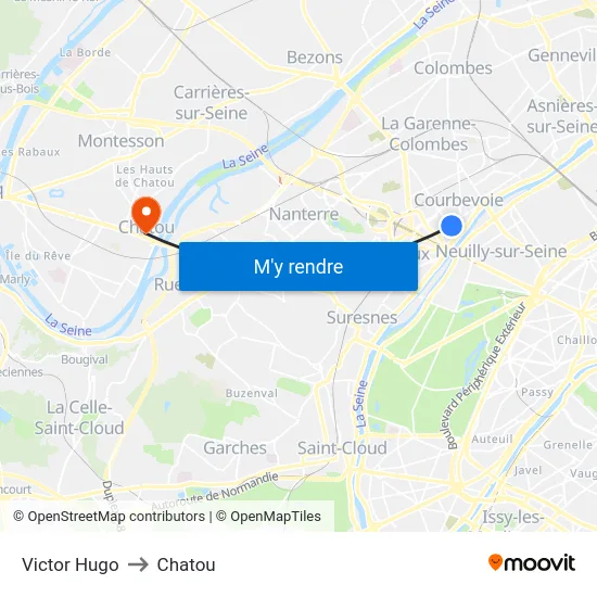Victor Hugo to Chatou map