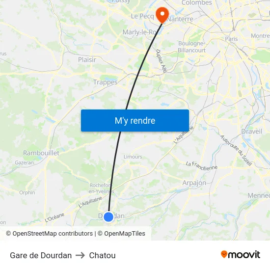 Gare de Dourdan to Chatou map