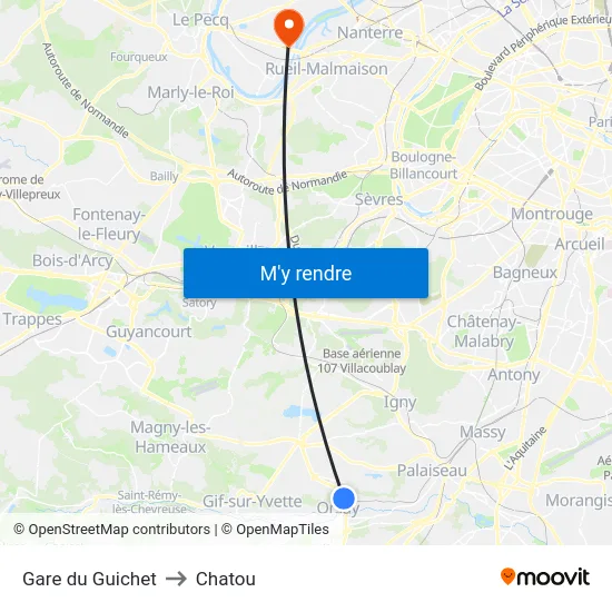 Gare du Guichet to Chatou map
