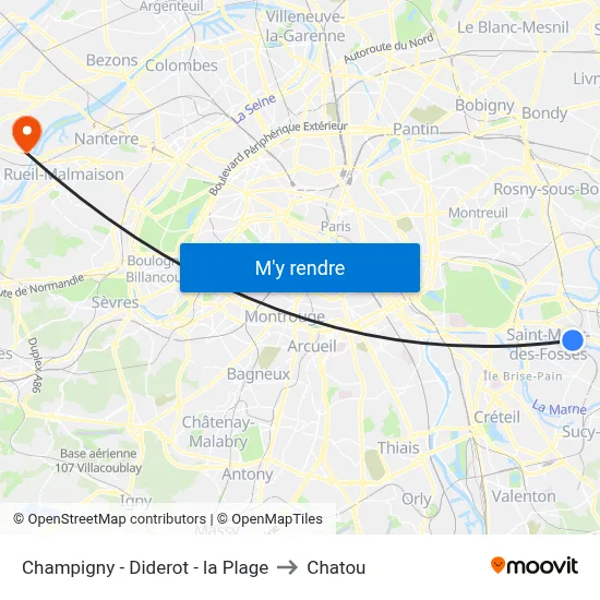 Champigny - Diderot - la Plage to Chatou map