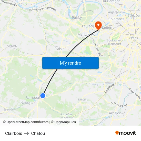 Clairbois to Chatou map