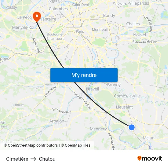 Cimetière to Chatou map