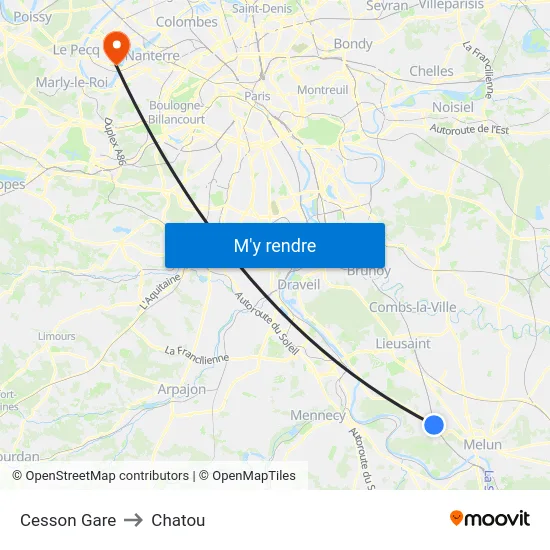 Cesson Gare to Chatou map