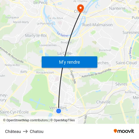 Château to Chatou map
