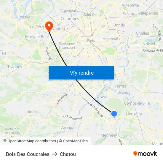 Bois Des Coudraies to Chatou map