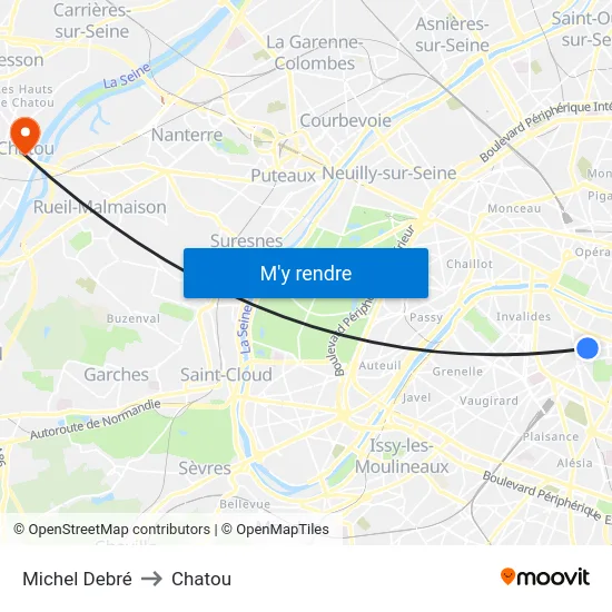 Michel Debré to Chatou map