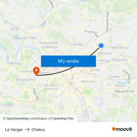Le Verger to Chatou map