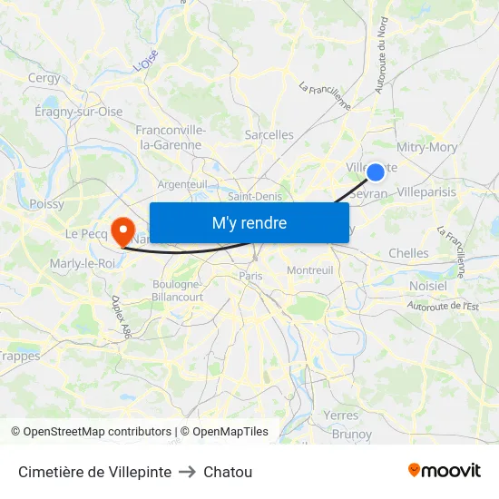 Cimetière de Villepinte to Chatou map