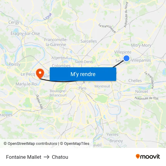 Fontaine Mallet to Chatou map