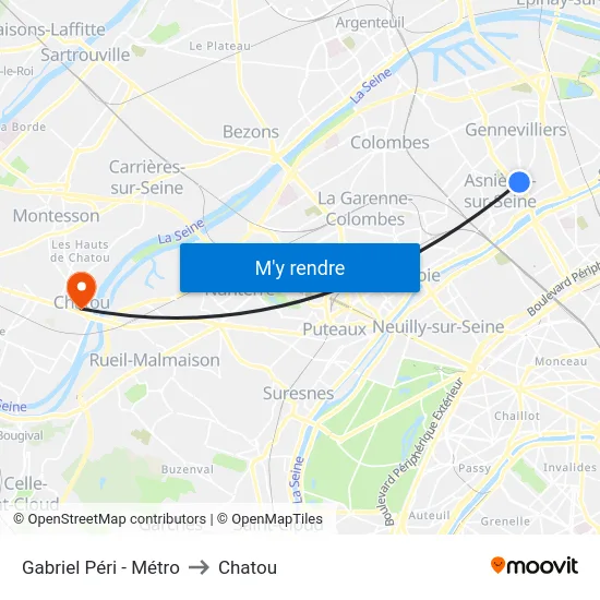 Gabriel Péri - Métro to Chatou map