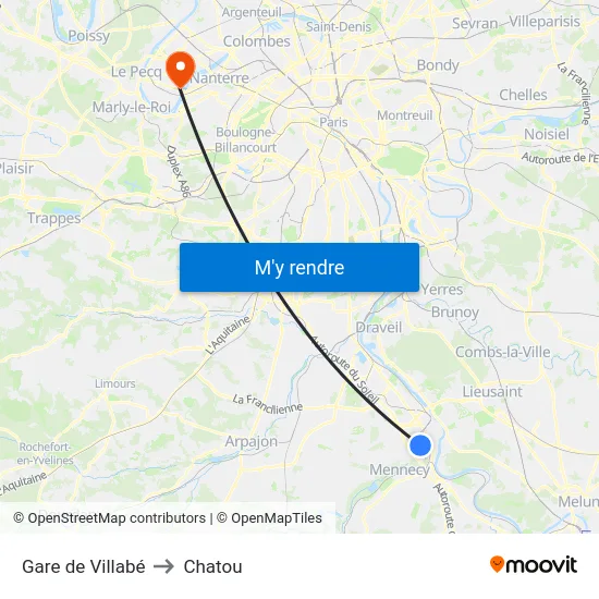 Gare de Villabé to Chatou map