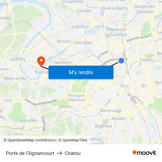 Porte de Clignancourt to Chatou map
