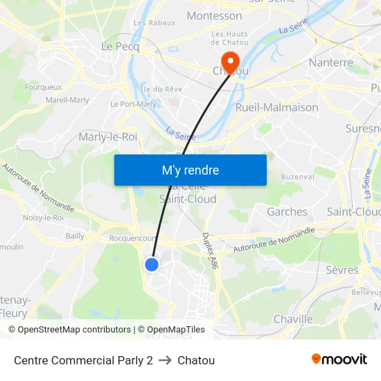 Centre Commercial Parly 2 to Chatou map