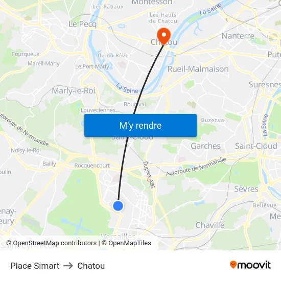 Place Simart to Chatou map