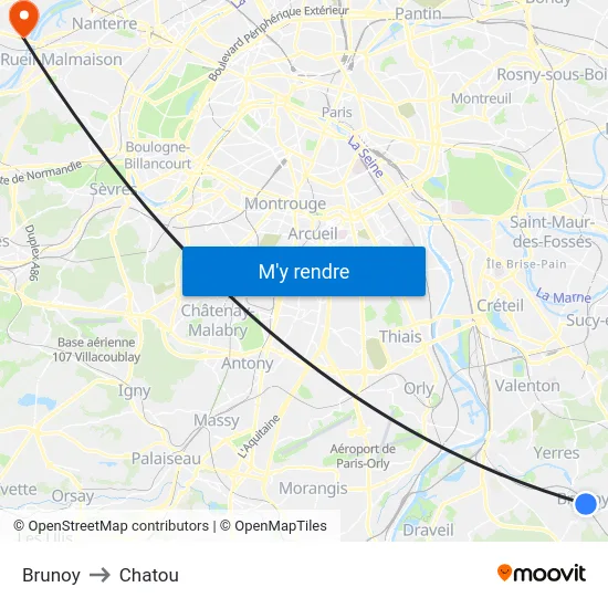 Brunoy to Chatou map