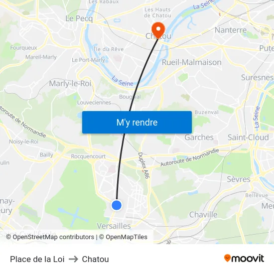 Place de la Loi to Chatou map