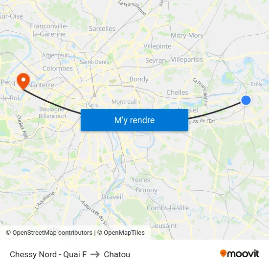 Chessy Nord - Quai F to Chatou map