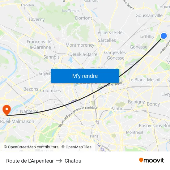 Route de L'Arpenteur to Chatou map