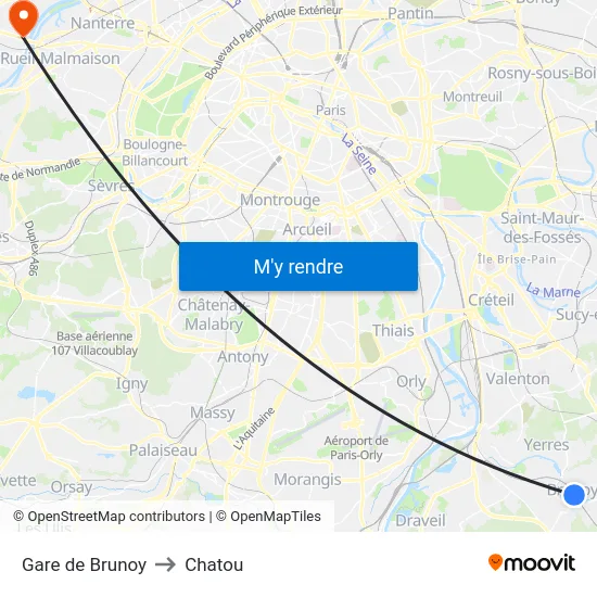 Gare de Brunoy to Chatou map