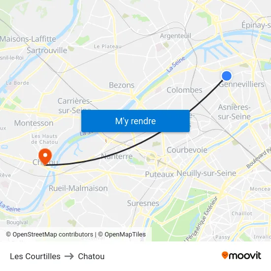 Les Courtilles to Chatou map