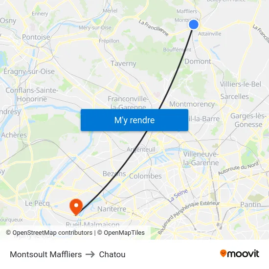 Gare de Montsoult Maffliers to Chatou map