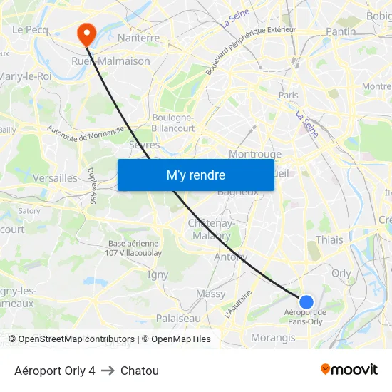 Aéroport Orly 4 to Chatou map