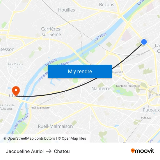 Jacqueline Auriol to Chatou map
