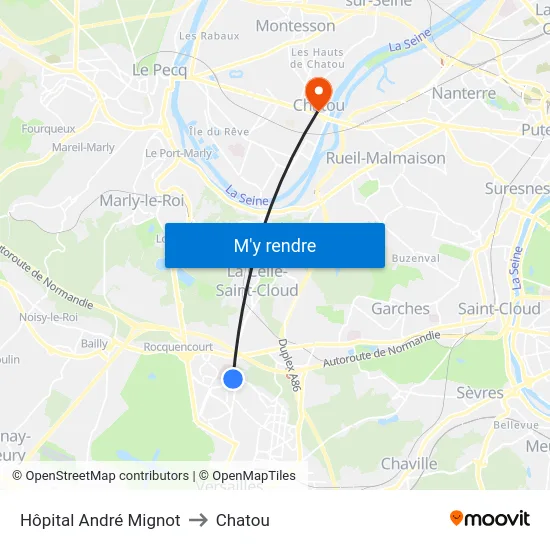 Hôpital André Mignot to Chatou map