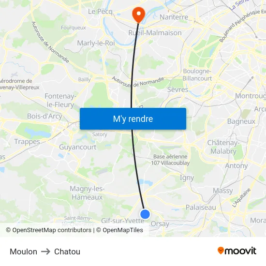 Moulon to Chatou map