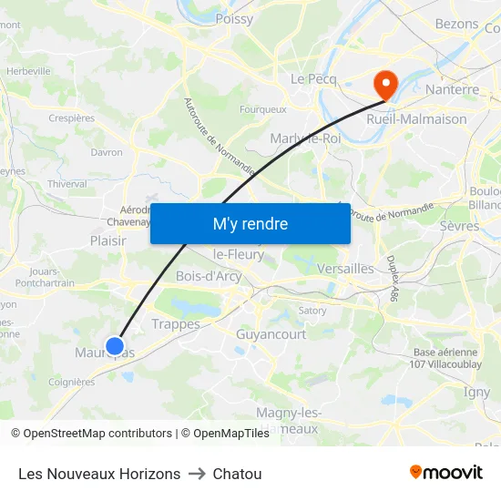 Les Nouveaux Horizons to Chatou map