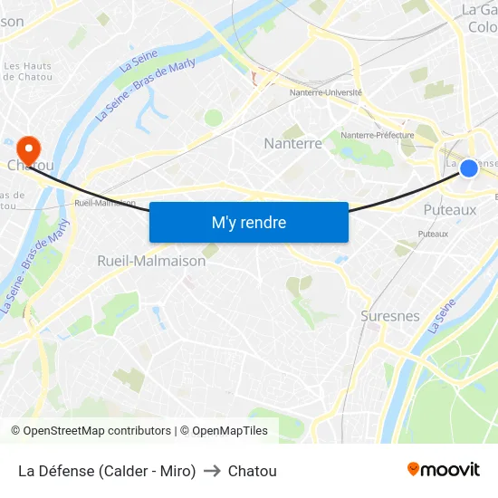 La Défense (Calder - Miro) to Chatou map